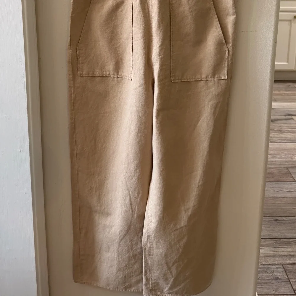 COS Utility Jumpsuit Women's US 6 8 Beige Cotton Linen Blend Minimalist